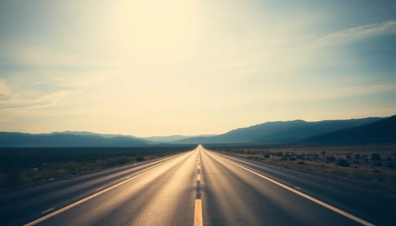 A long empty highway stretching toward distant hills